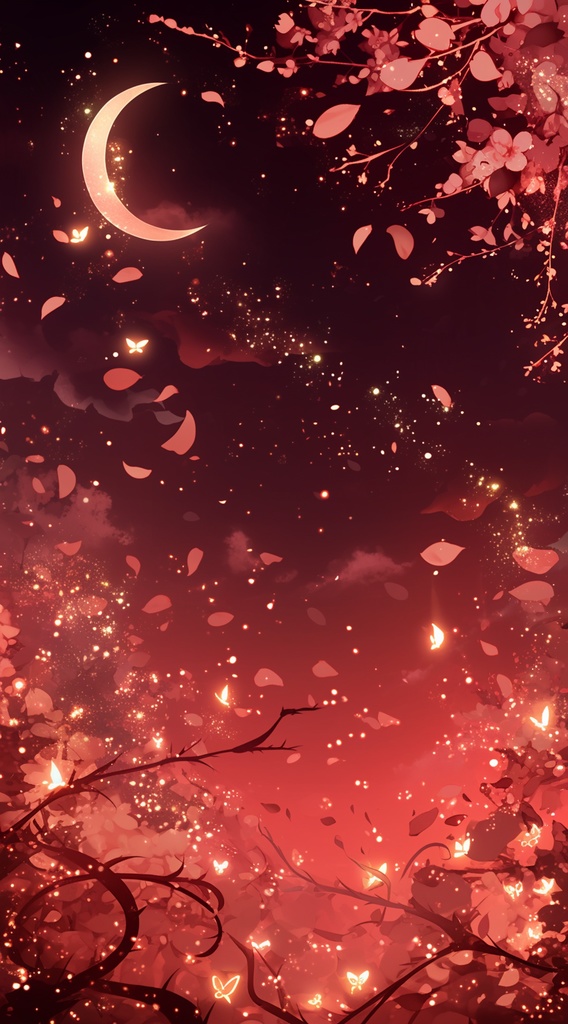 【占い師さん向け】神秘の桜月夜｜ループ背景動画＆背景画像（赤・情熱）