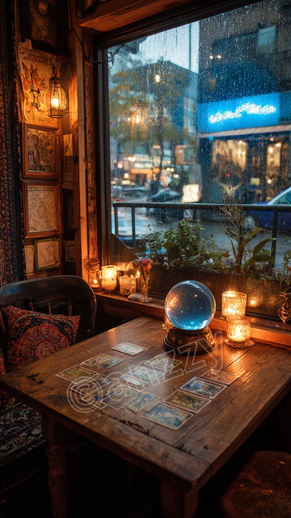 🔮 占い師・スピリチュアル系配信者さん向け 占いカフェ（雪）背景動画＆画像