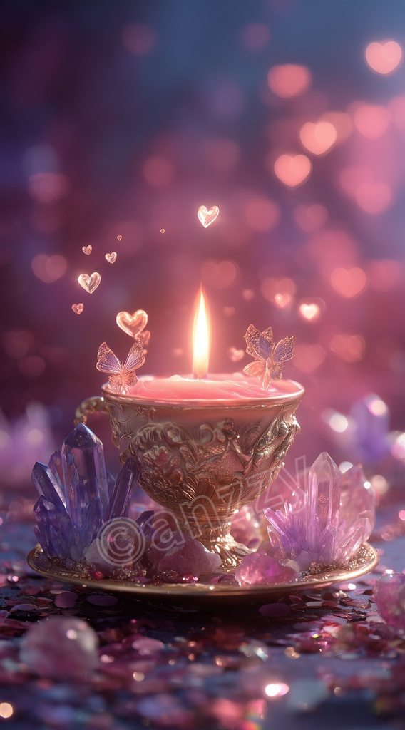 【占い師さん向け】キャンドル２（ハート）ループ背景動画＆画像セット