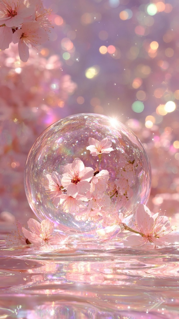 桜とクリスタルボール5 ループ背景動画