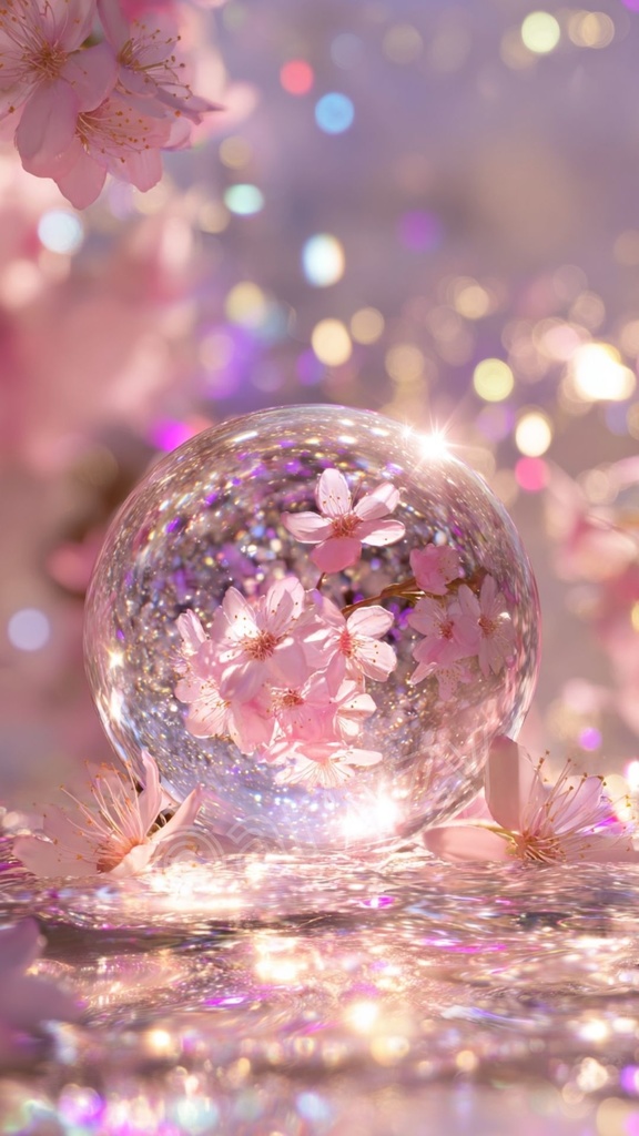桜とクリスタルボール8 ループ背景動画