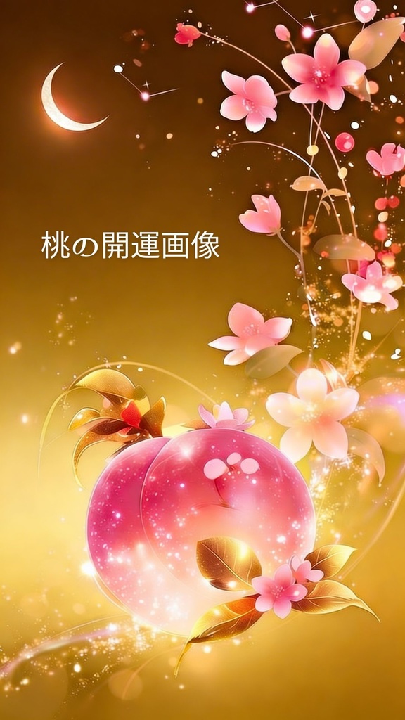 魔除けと良縁の『月と桃』ループ動画素材3(青)+画像2枚