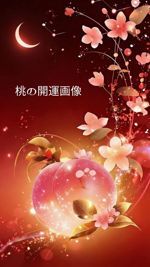 魔除けと良縁の『月と桃』ループ動画素材5(金)+画像2枚