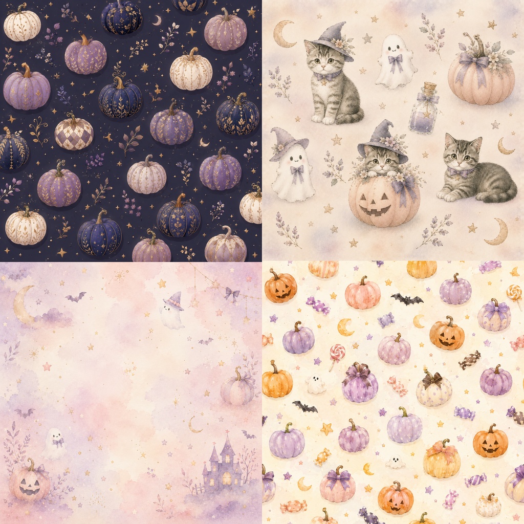 パステルハロウィン_デジタルペーパー10枚セット