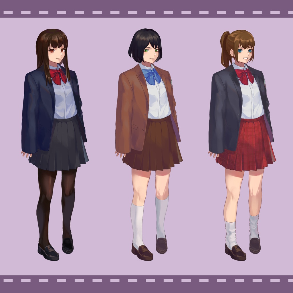 【パターン3種】女子高生立ち絵3種類