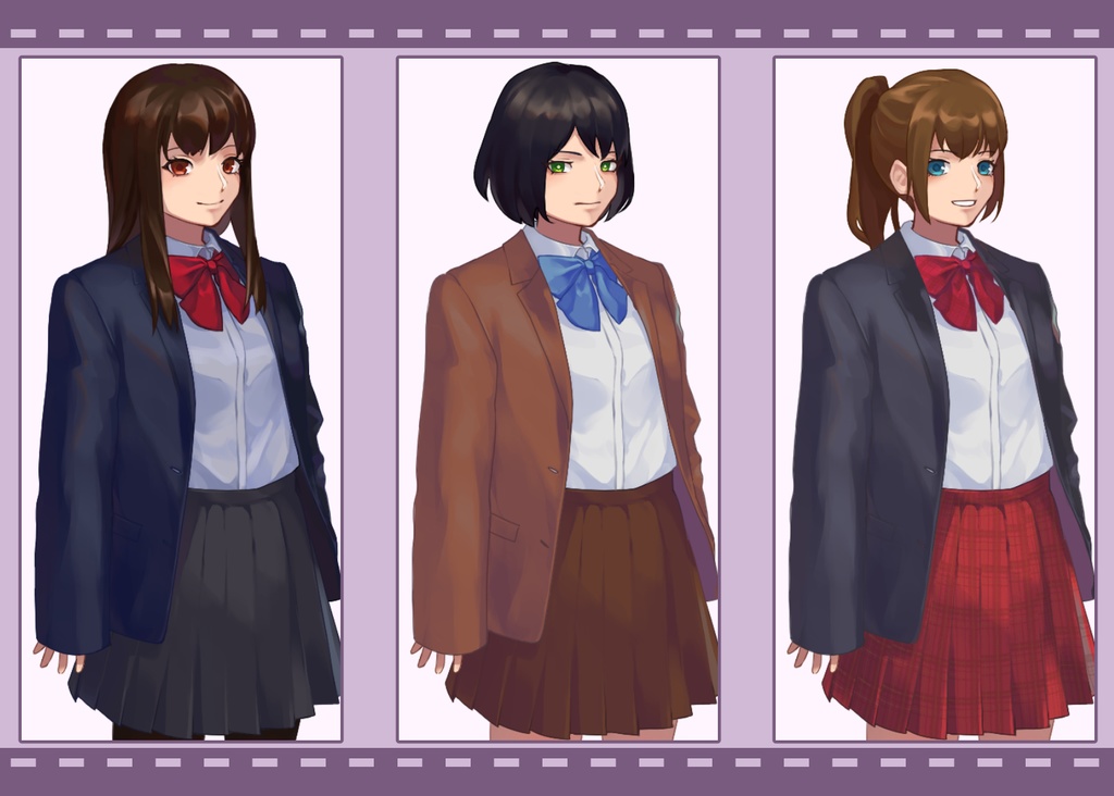 【パターン3種】女子高生立ち絵3種類