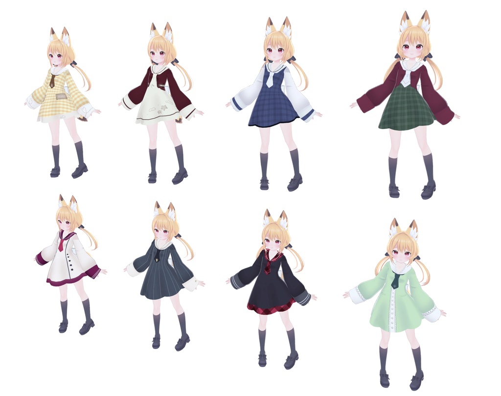 【全8種類】あまなつちゃんデフォルト衣装改変テクスチャ【28枚】