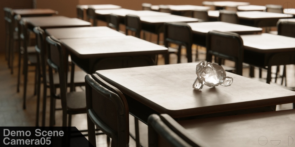 学校の机とイス【3Dモデル&シーンデータ】