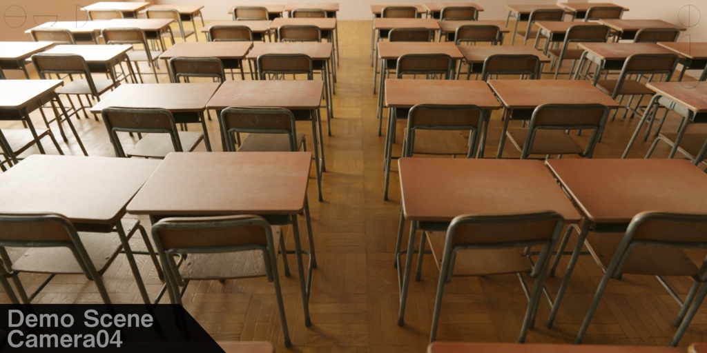 学校の机とイス【3Dモデル&シーンデータ】