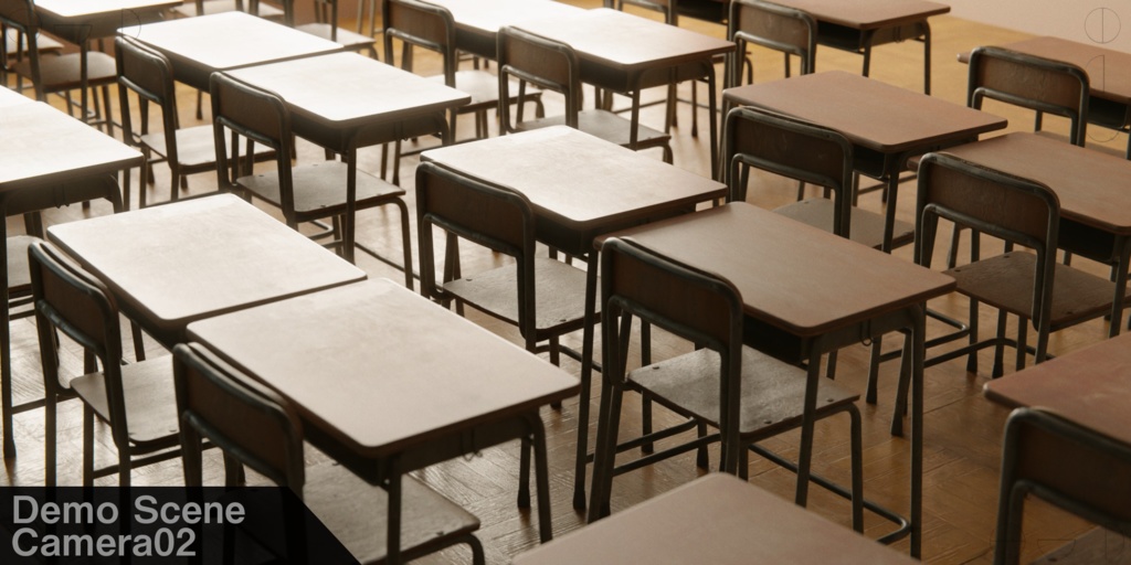 学校の机とイス【3Dモデル&シーンデータ】