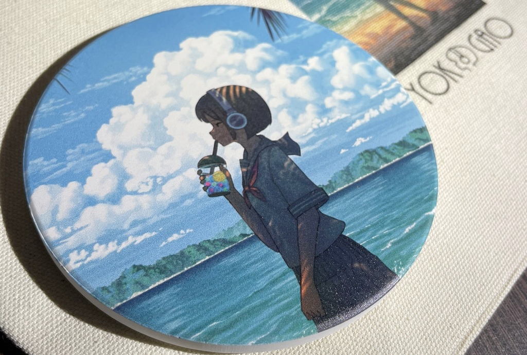 「夏の潮風を浴びていたい」コースター(青)
