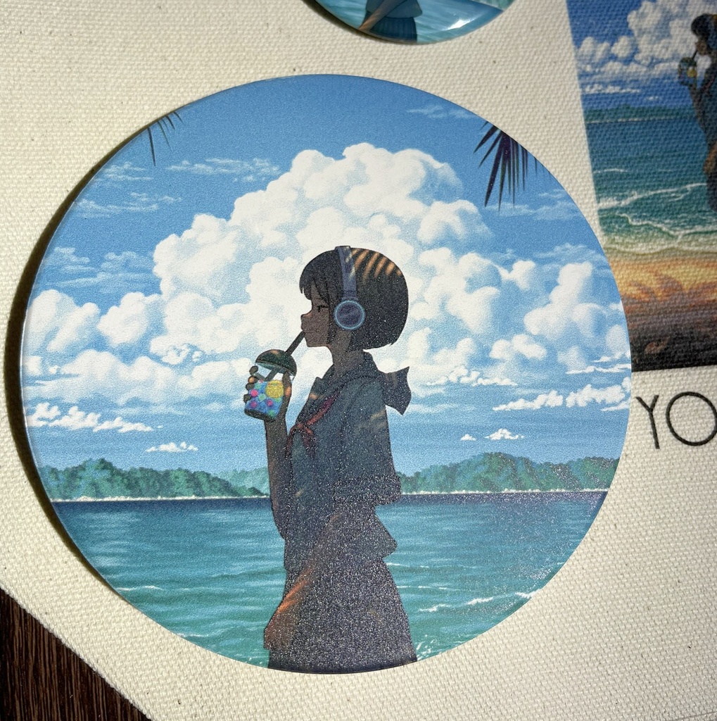 「夏の潮風を浴びていたい」コースター(青)