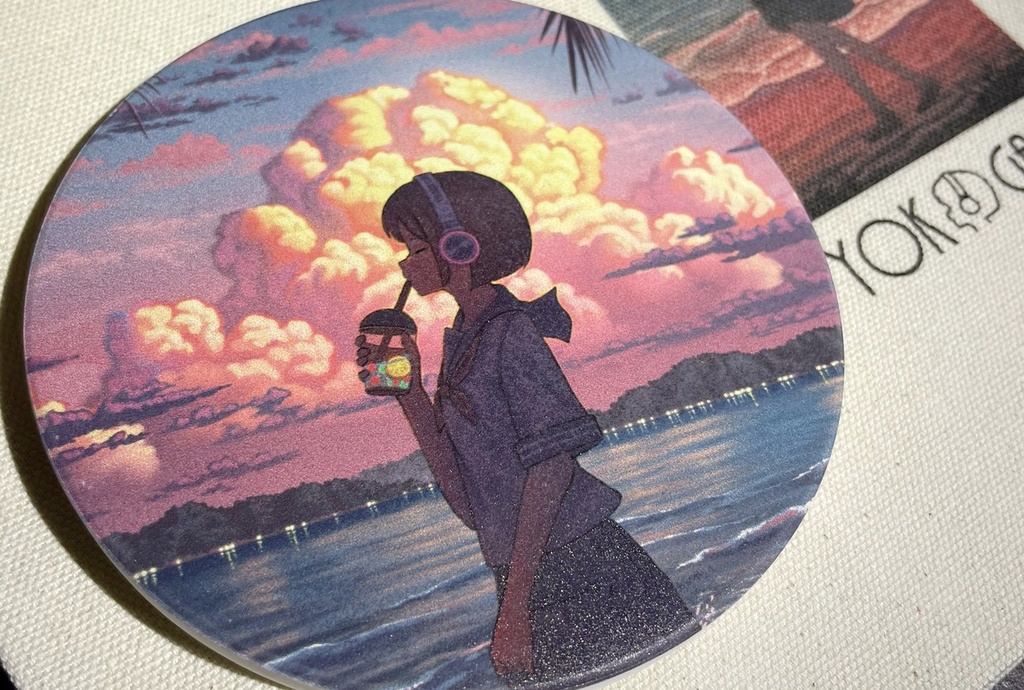 「夏の潮風を浴びていたい」コースター(赤)