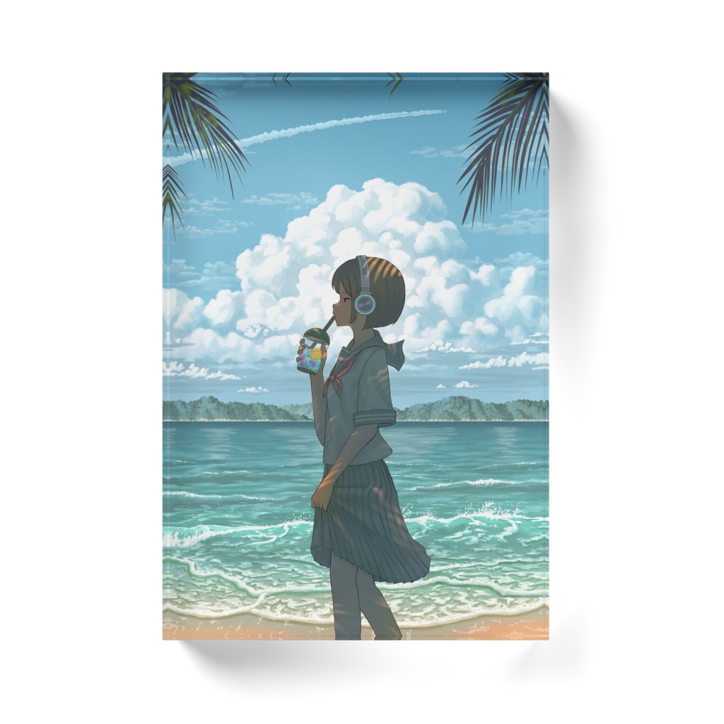 「夏の潮風を浴びていたい」アクリルブロック(青)