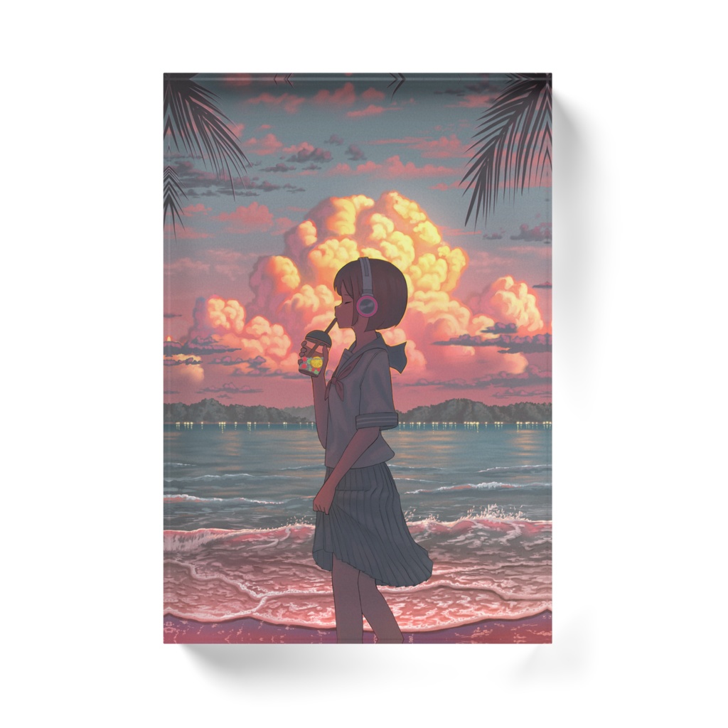 「夏の潮風を浴びていたい」アクリルブロック(赤)