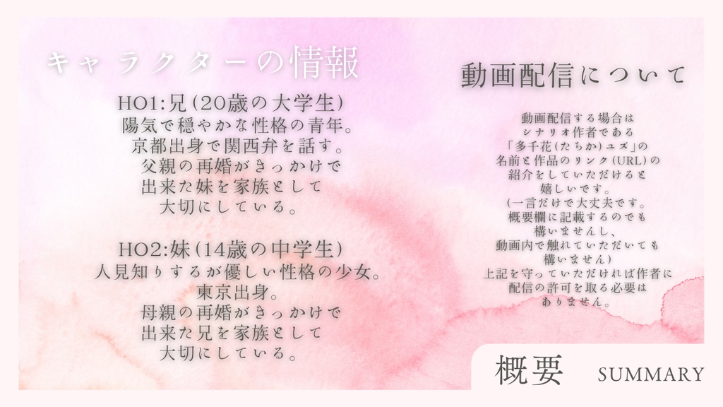 【ストーリープレイング】春の琥珀【2PL・GMレス可能】