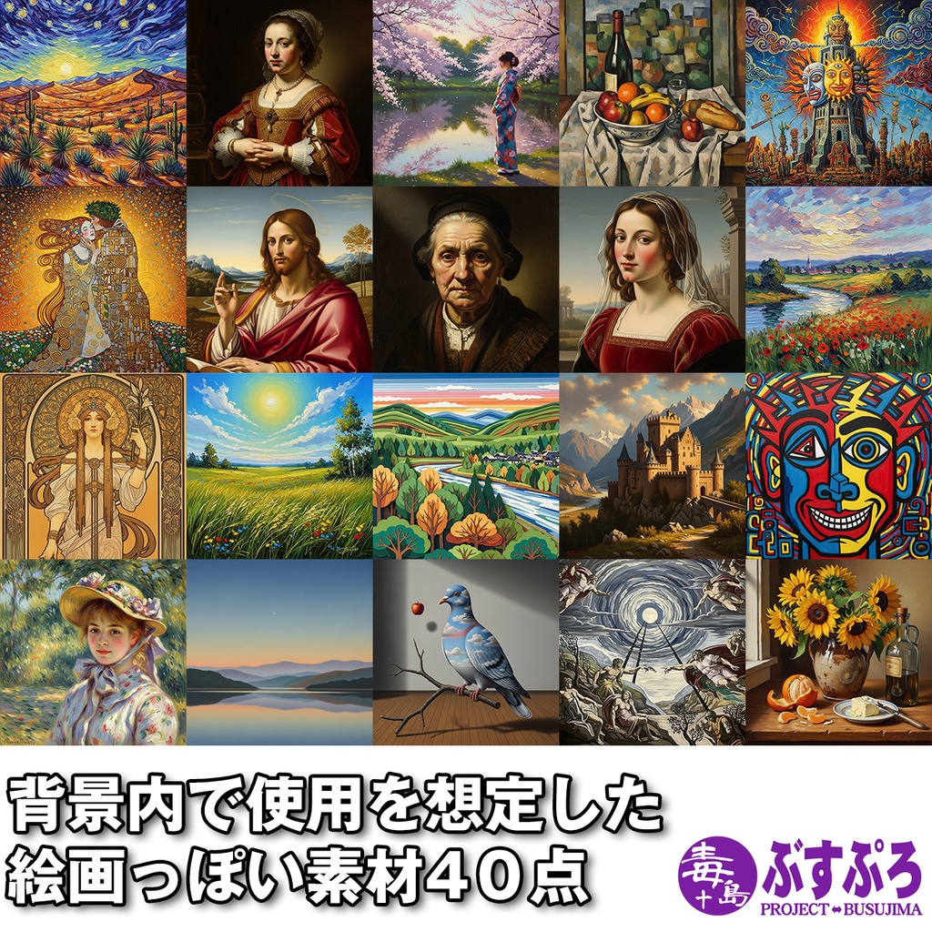 【素材集】背景内で使用を想定した絵画っぽい素材