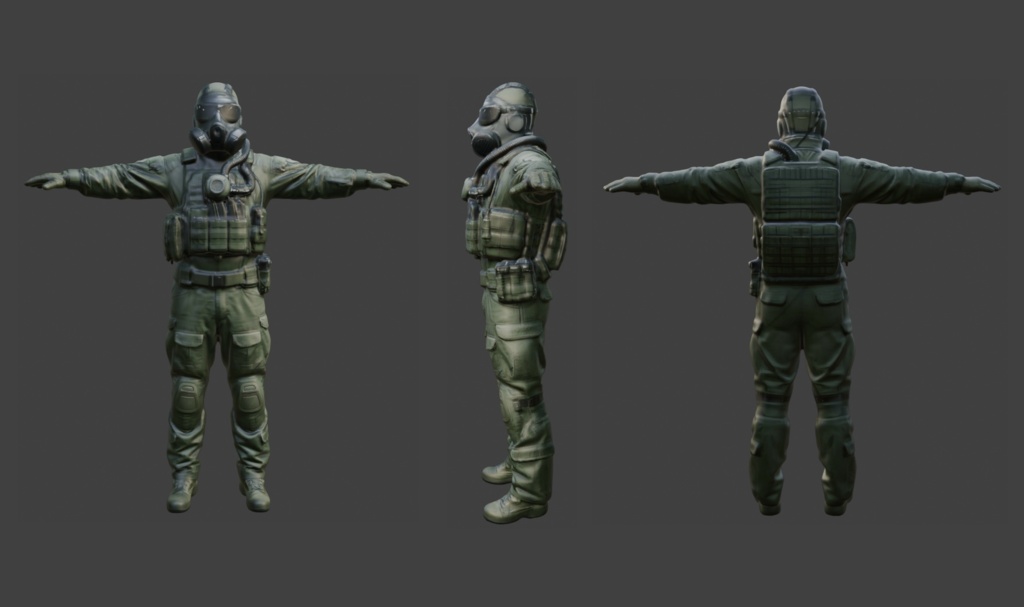 【3D】ガスマスク男4 VRM+FBX同封