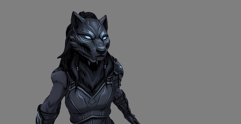 【3D】ファンタジー黒狼 VRM+FBX同封