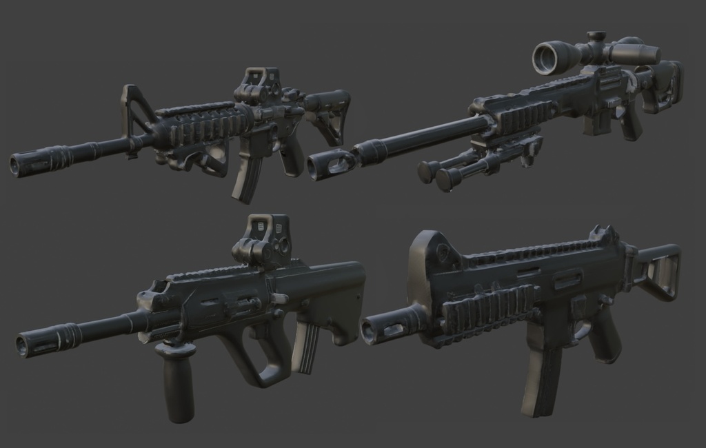 【3D】アレンジ銃セット1 FBXファイル