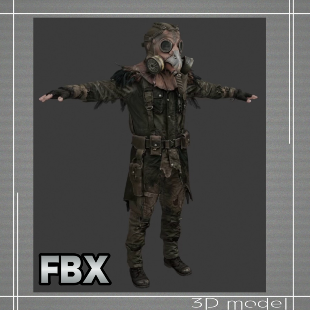 【３Dモデル】鳥マスク男２　FBXModel