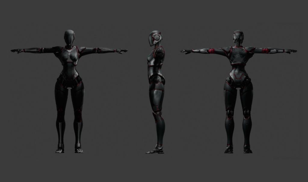 【3Dモデル】メタルレッドレディ VRM+FBX同封