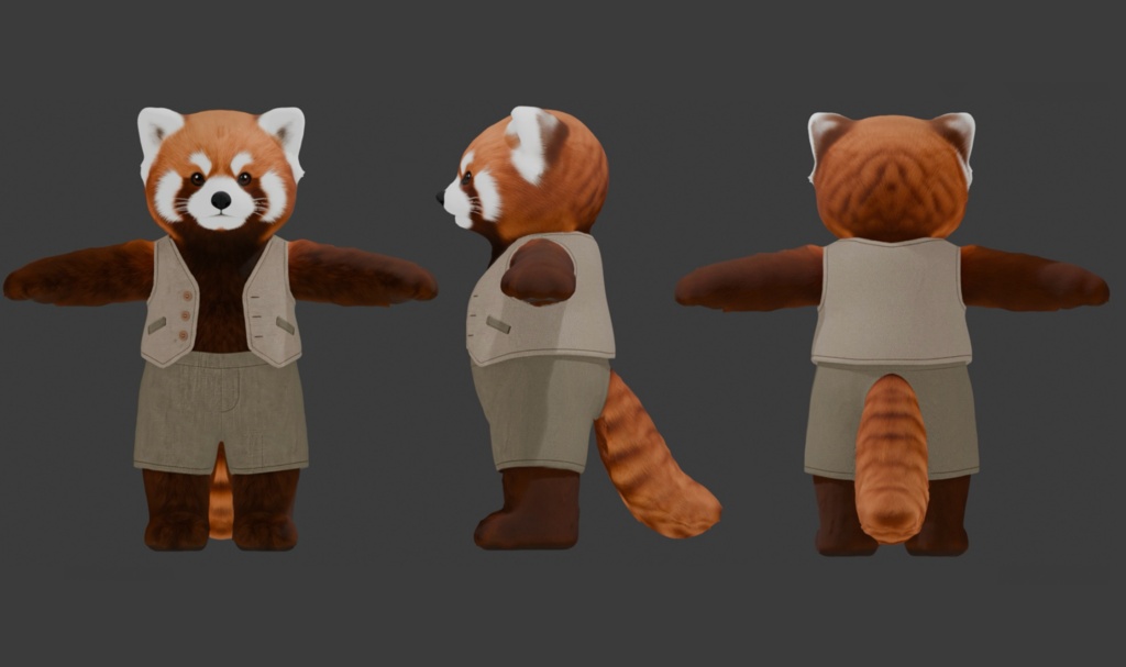 【3Dモデル】BIGぬいぐるみレッサーパンダ VRM+FBX同封
