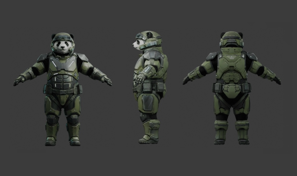 【3Dモデル】SFパンダ VRM+FBX同封