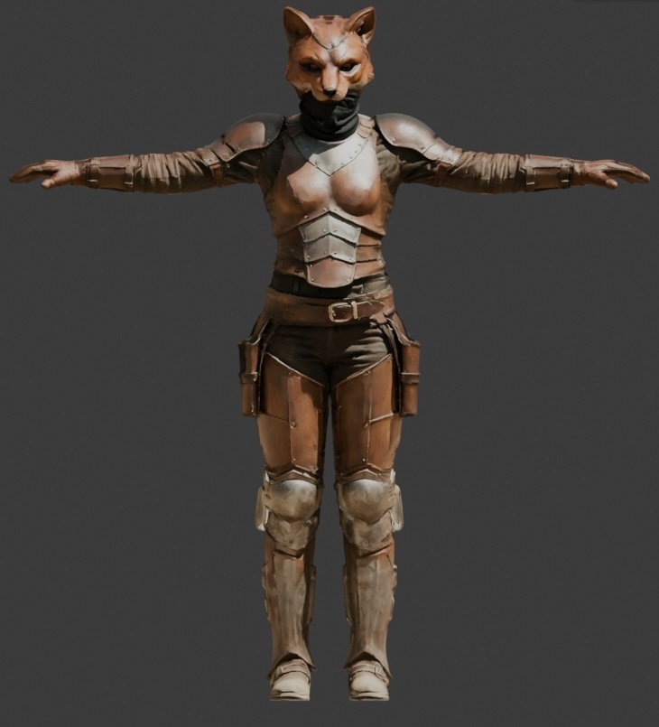 【3Dモデル】荒野の狐面 VRM+FBX同封