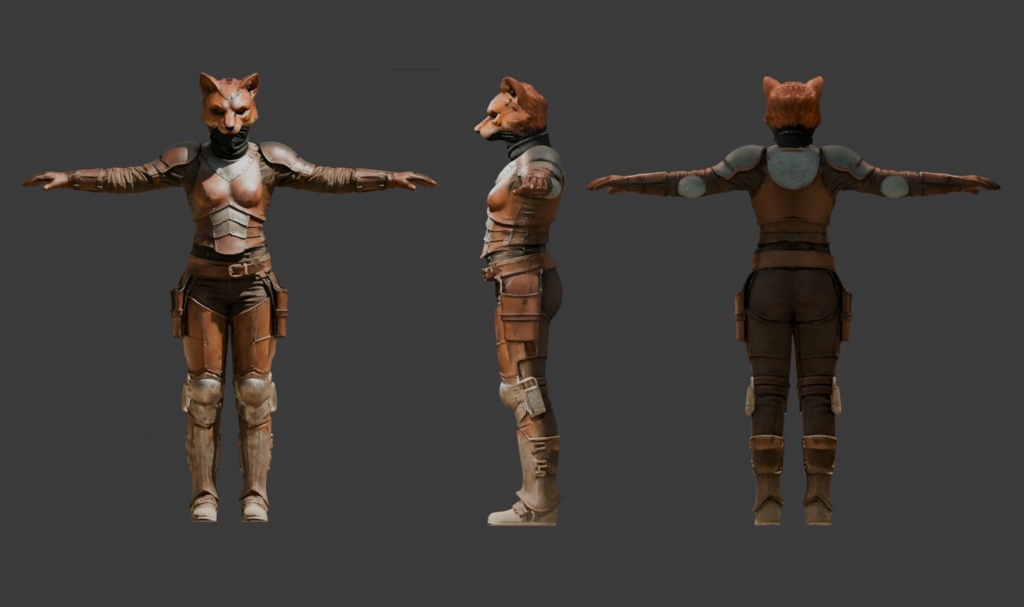 【3Dモデル】荒野の狐面 VRM+FBX同封