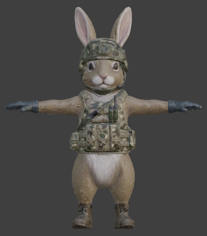 【3Dモデル】コマンドーうさぎ VRM+FBX同封