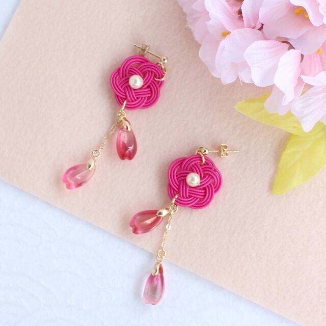 水引ピアス-春風駘蕩-