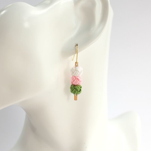 水引ピアス-三色団子-