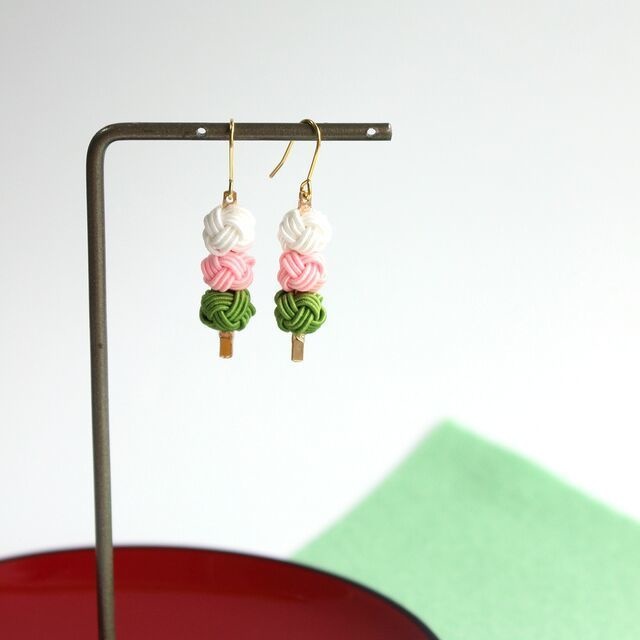 水引ピアス-三色団子-