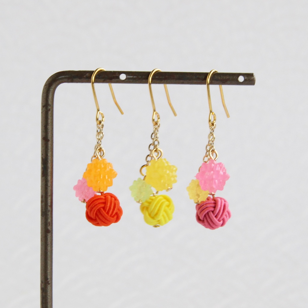 水引ピアス-金平糖菓子-