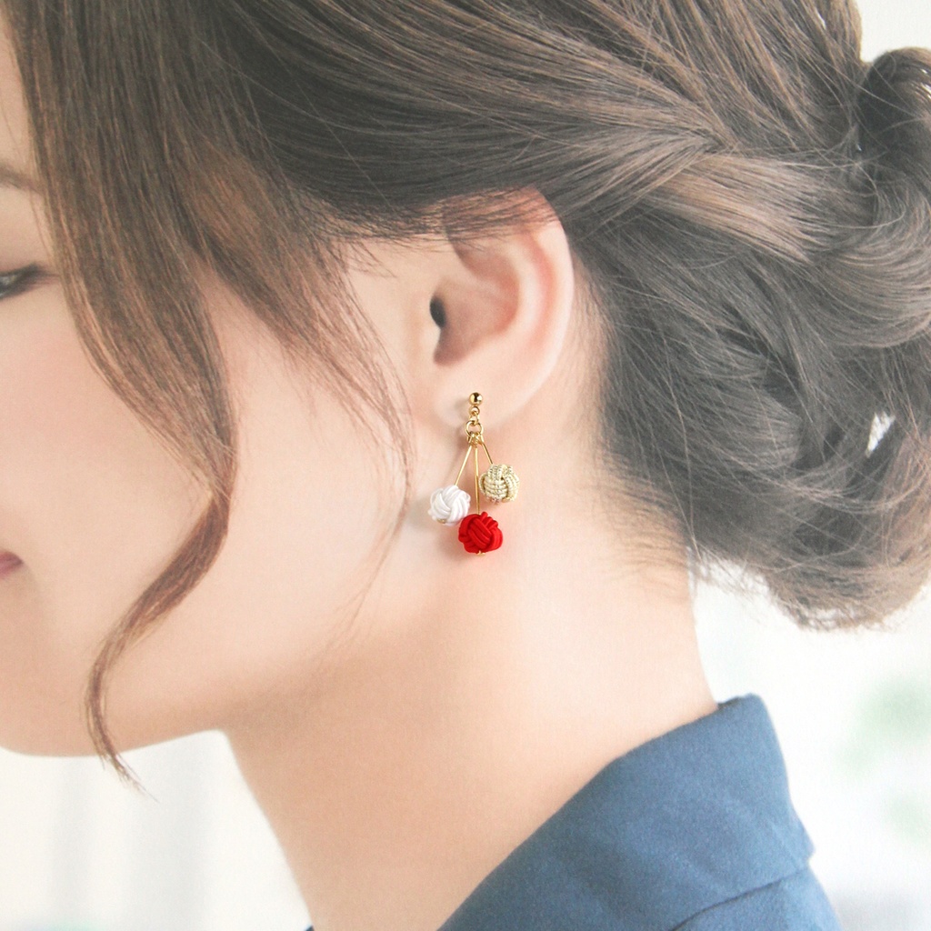 水引ピアス・イヤリング-小春日和-