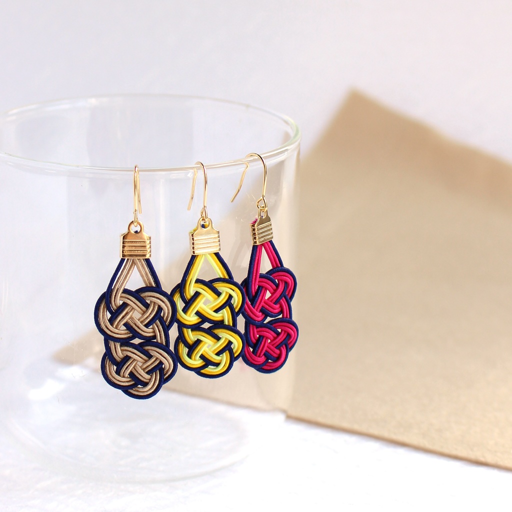 水引ピアス・イヤリング-僥倖二重-