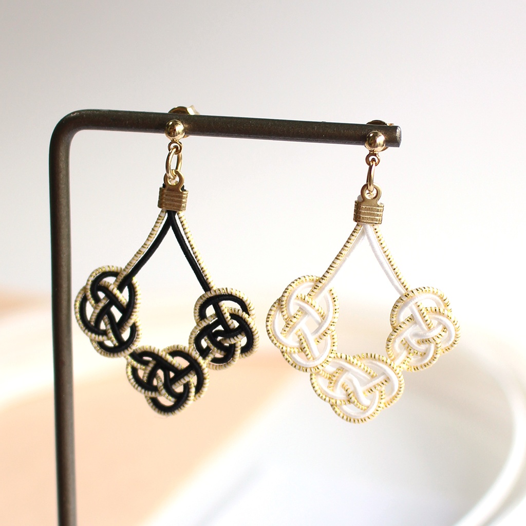 水引ピアス・イヤリング-菱形結城-