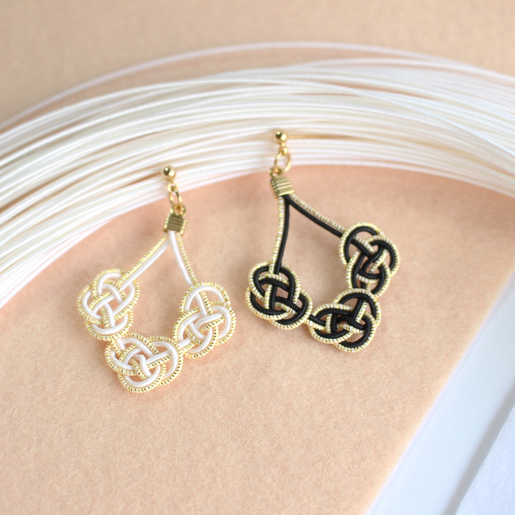 水引ピアス・イヤリング-菱形結城-