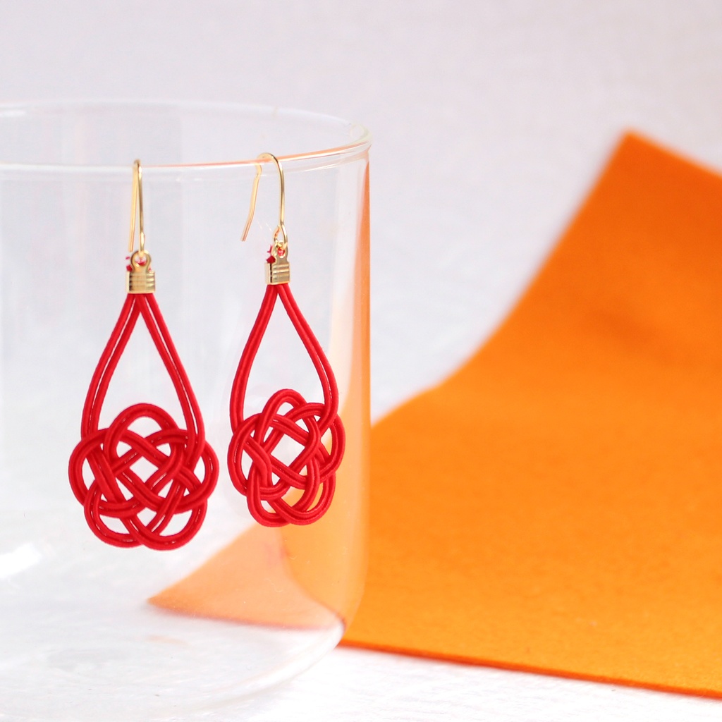 水引ピアス・イヤリング-平梅結び-