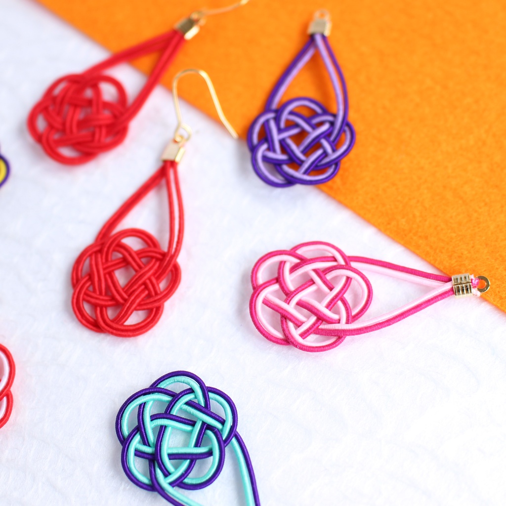 水引ピアス・イヤリング-平梅結び-