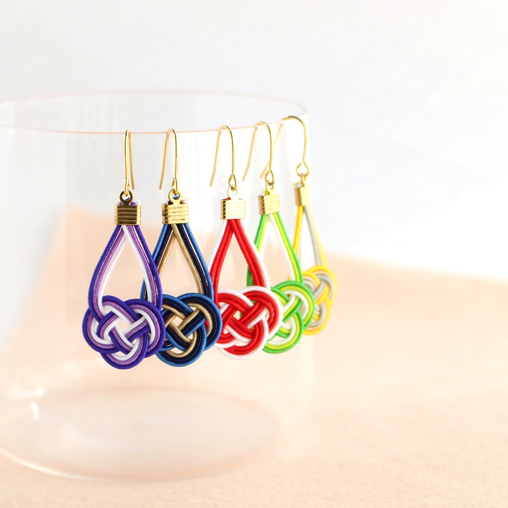 水引ピアス・イヤリング-あわじ結び-