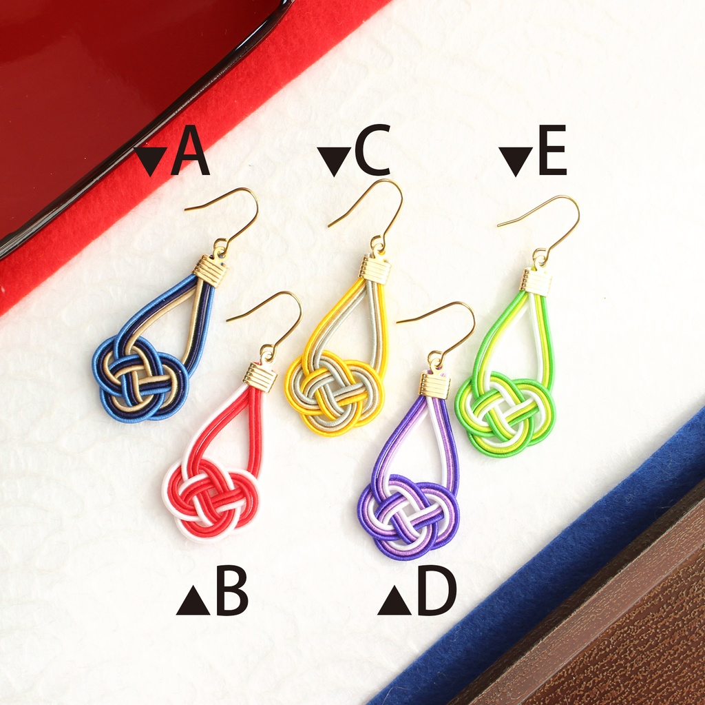 水引ピアス・イヤリング-あわじ結び-