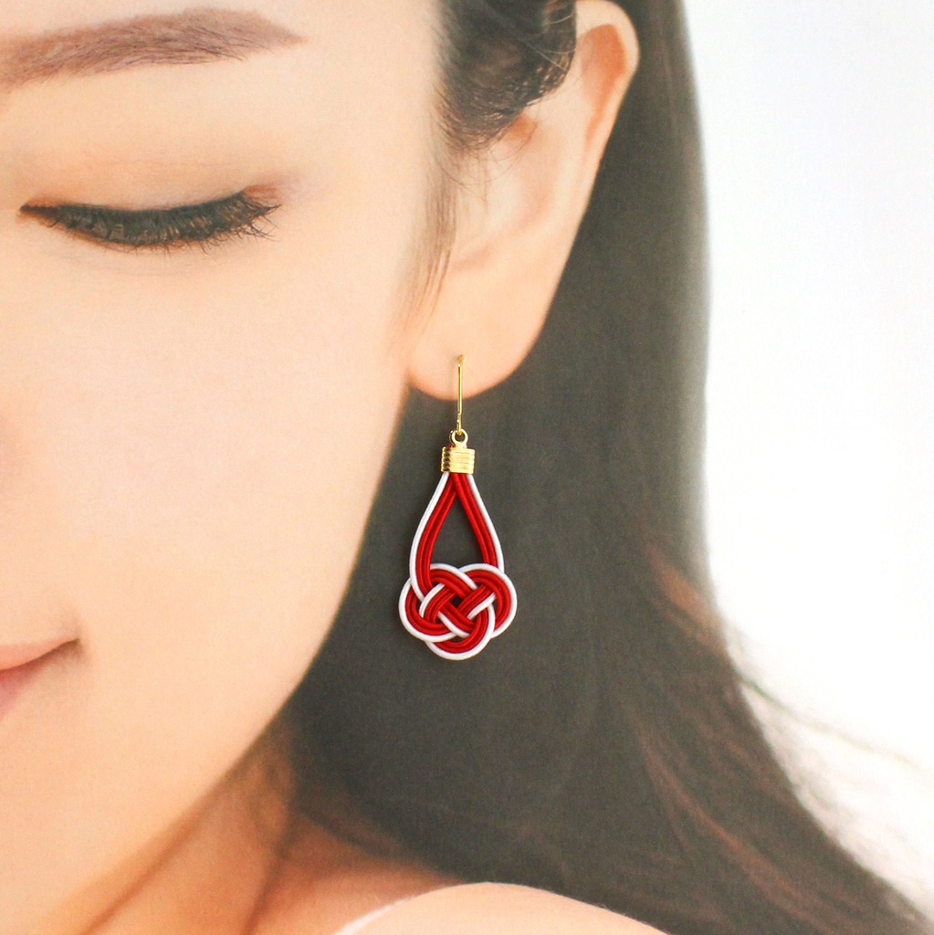 水引ピアス・イヤリング-あわじ結び-
