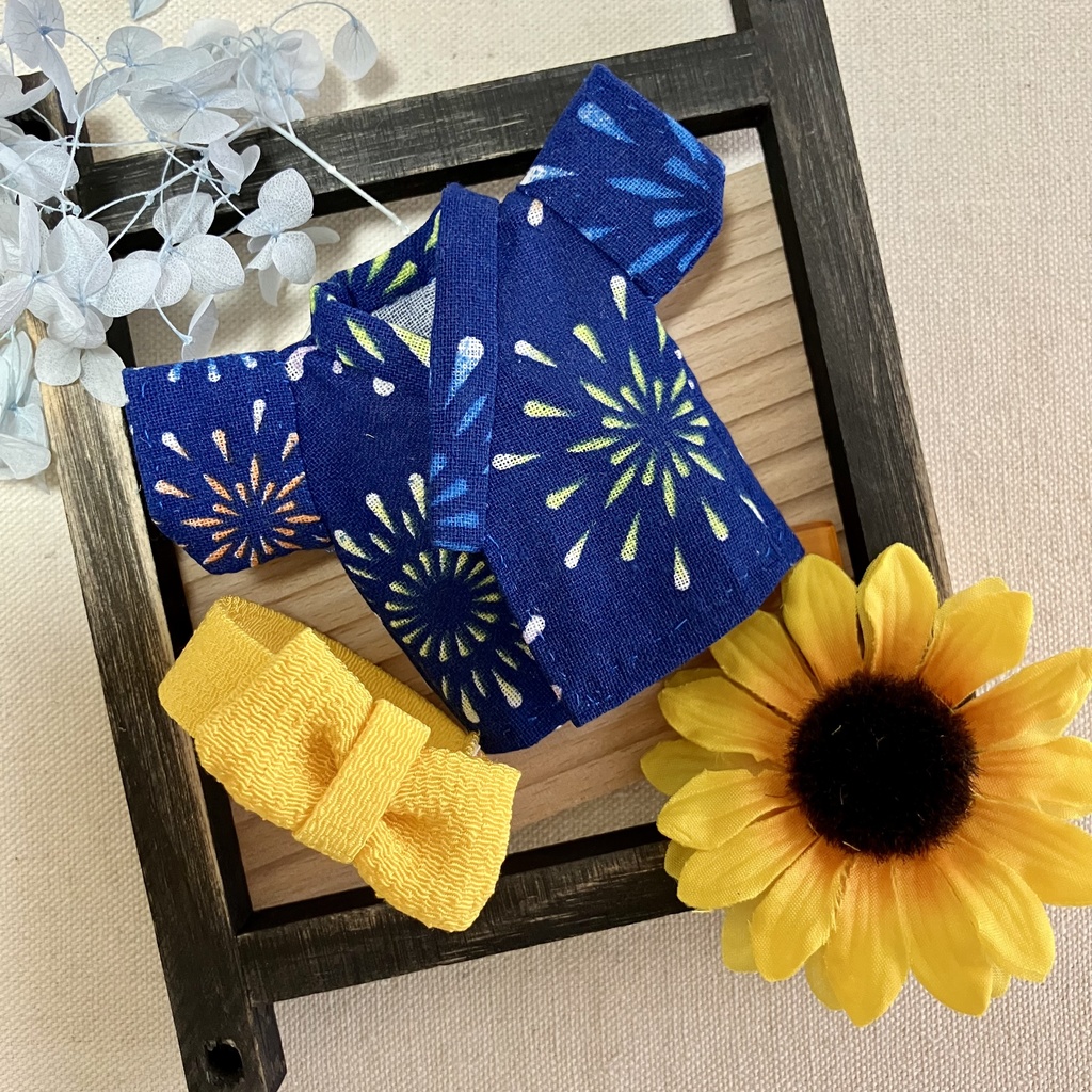 浴衣 花火柄(うちわ付き)