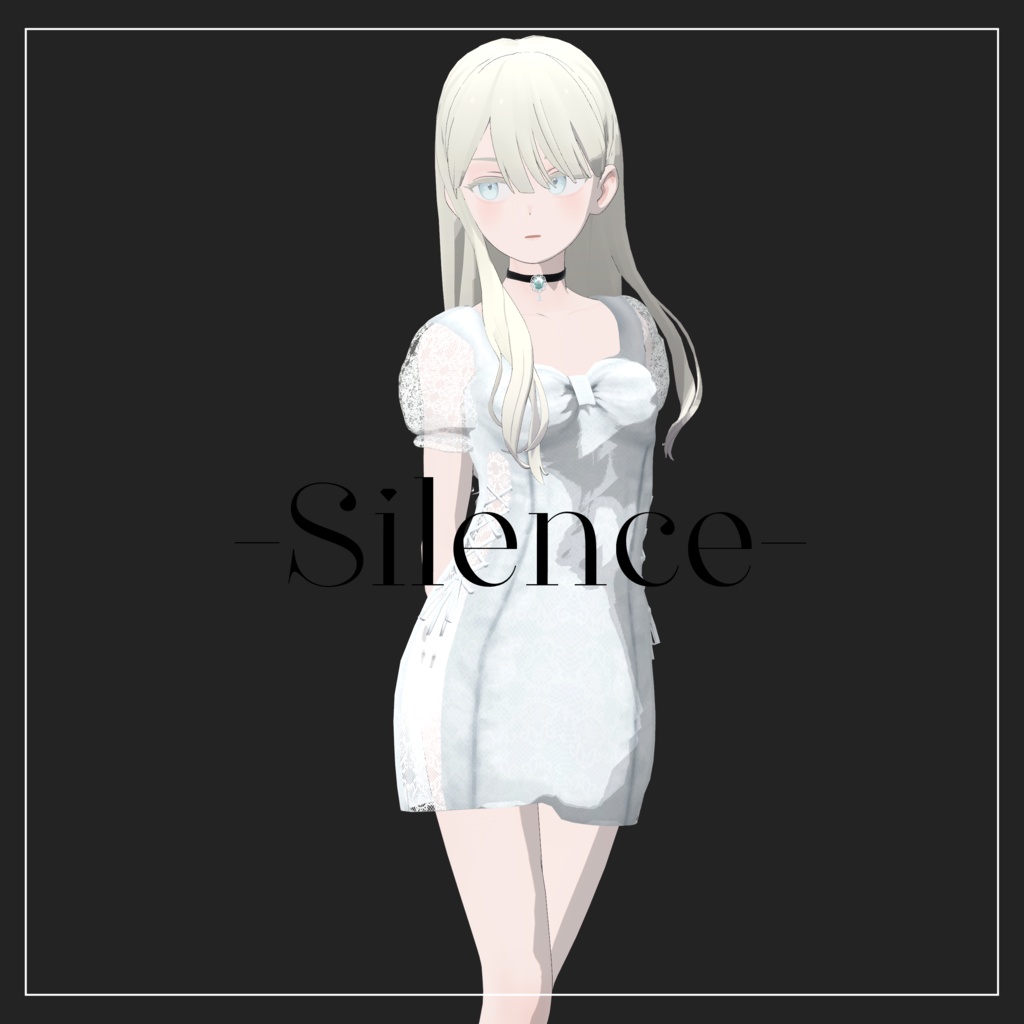〔3Dモデル〕Tight Ribbon Dress for Grus〔-Silence-〕
