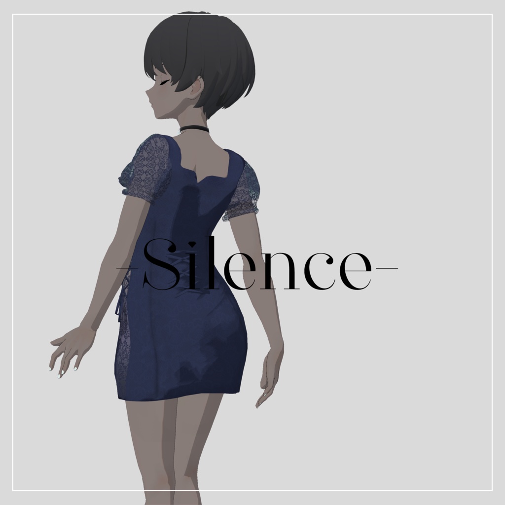 〔3Dモデル〕Tight Ribbon Dress for Grus〔-Silence-〕