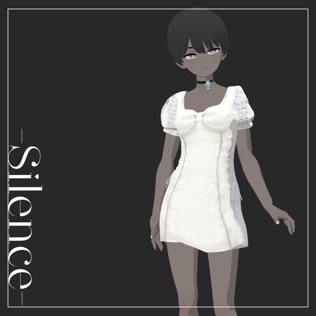 〔3Dモデル〕Tight Ribbon Dress for Grus〔-Silence-〕