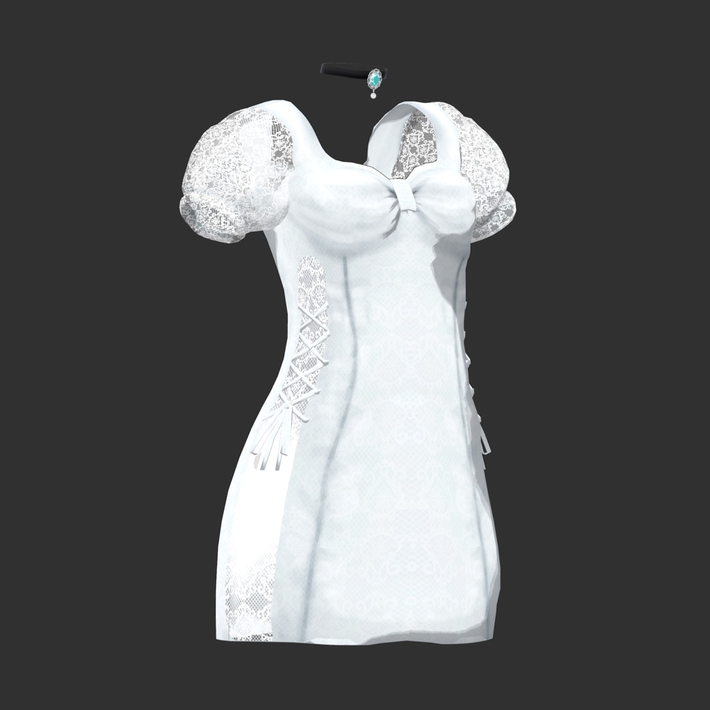 〔3Dモデル〕Tight Ribbon Dress for Grus〔-Silence-〕