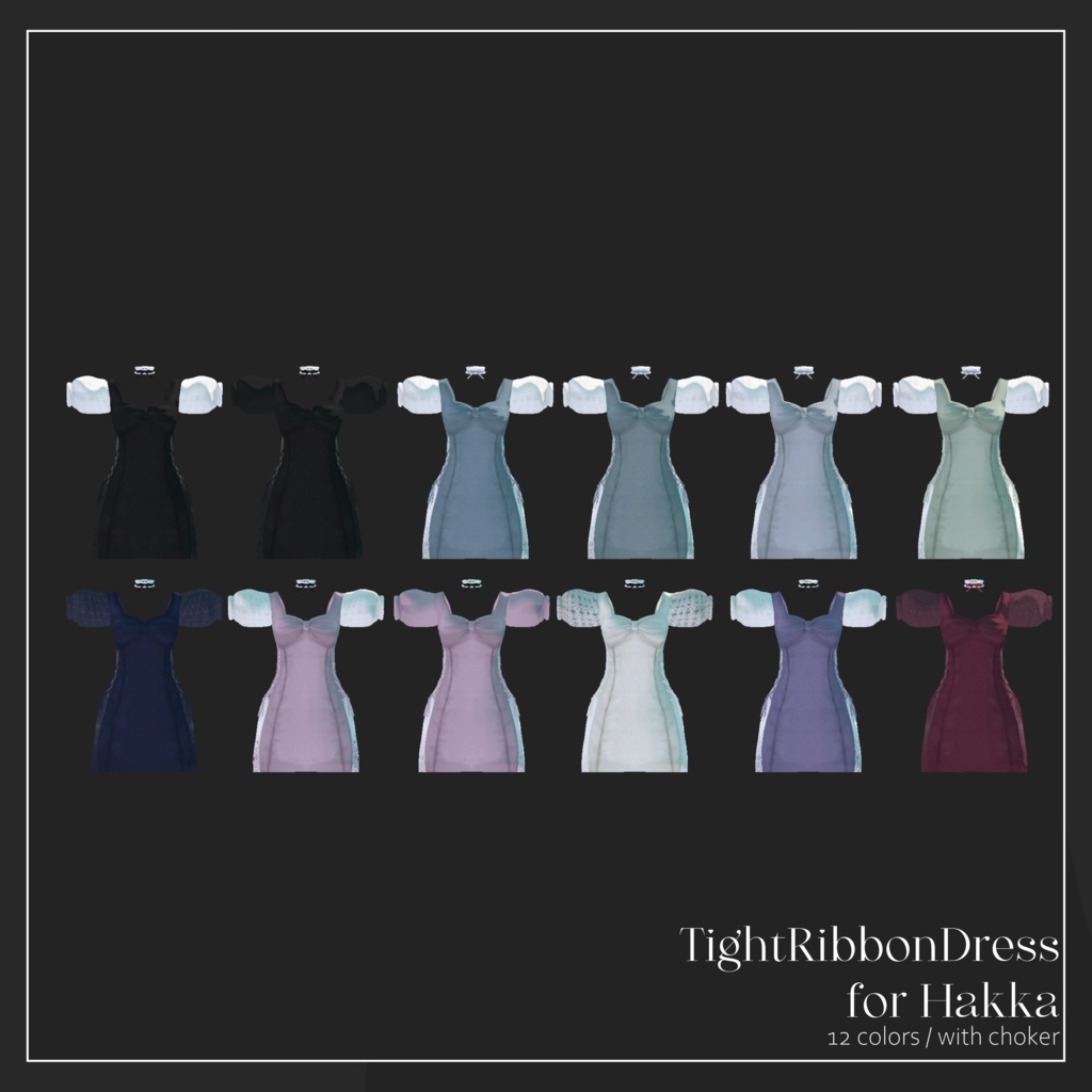 〔3Dモデル〕Tight Ribbon Dress for Hakka〔-Silence-〕